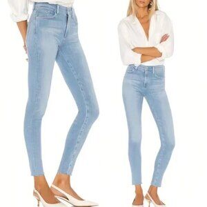 AGOLDE | Sophie High Rise Light Wash Frayed Raw Hem Skinny Ankle Jeans, Size 24